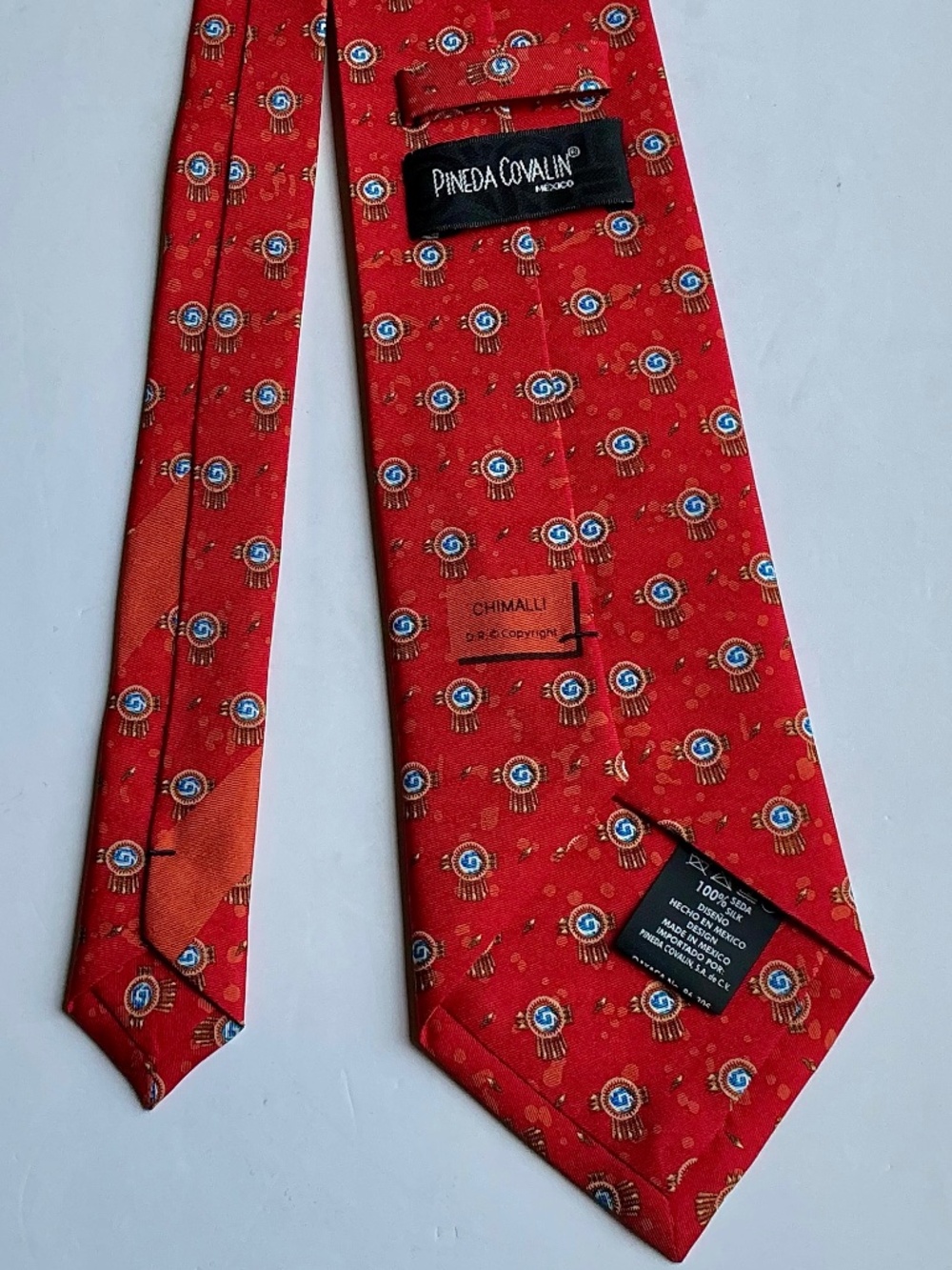 Pineda Covalin red all silk tie designed and made in Mexico 🇲🇽